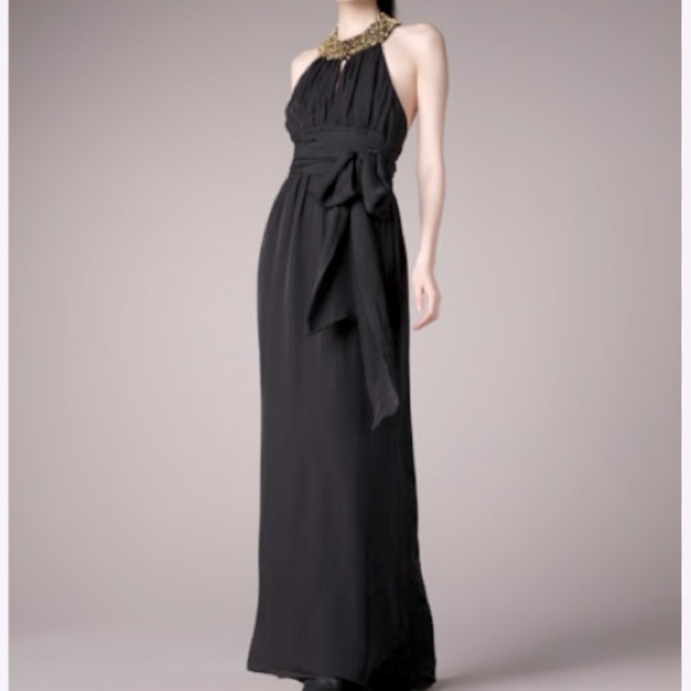 Rachel Zoe Sequined Neck Sleeveless Gown